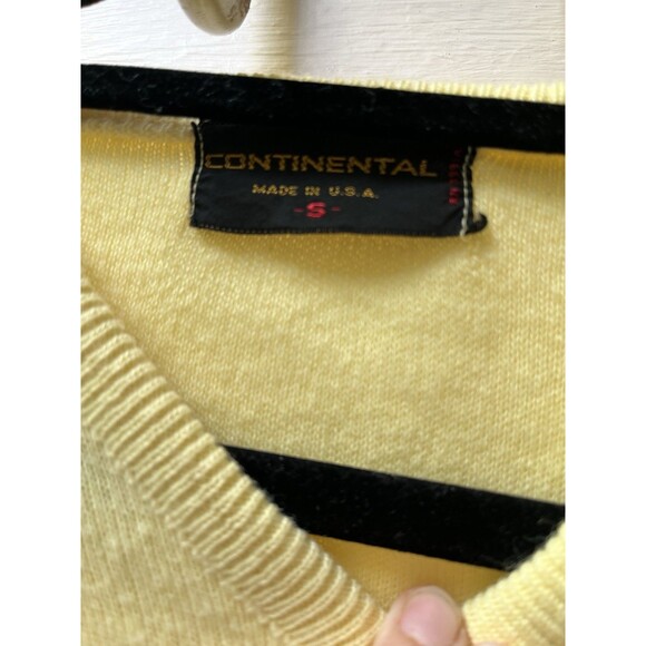 Vtg 60s Mens Retro Yellow Grandpacore Wool Sweater Size S Preppy Mod Academia - Picture 3 of 5